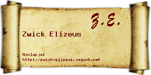 Zwick Elizeus névjegykártya